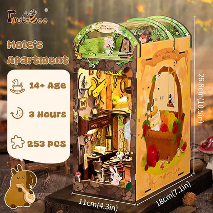 CUTEBEE Book Nook Kit, DIY Booknook Miniature House Tiny House 3D Wooden Puzzle - Image 6