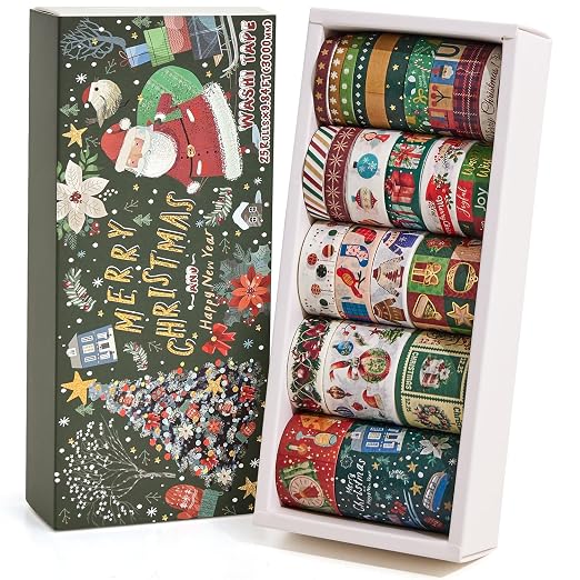 25 Rolls Christmas Gift Washi Tape Set, Festivals New Year Decorative Tapes by emmoolife