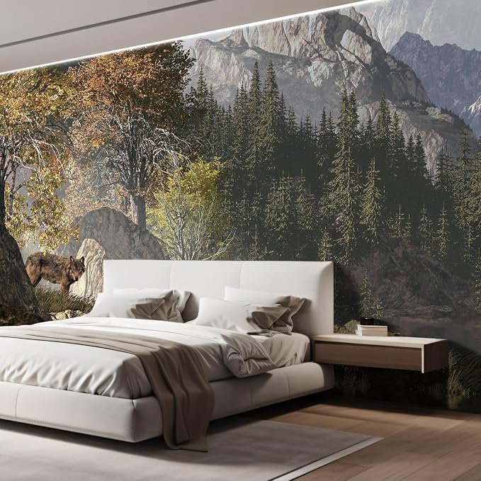 wall26 Wall Sticker/Wall Mural Wolf Near a Lake in a Rocky Mountain Landscape - Image 4