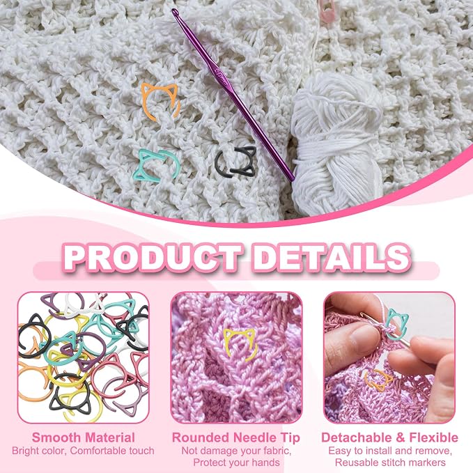 uxcell 50pcs Stitch Markers, Spiral Stitch Markers Crochet Needle Clip Counter - Image 3