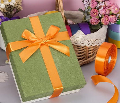 1 Inch Orange Solid Satin Ribbon, 50 Yards Craft Fabric Ribbon - Image 4