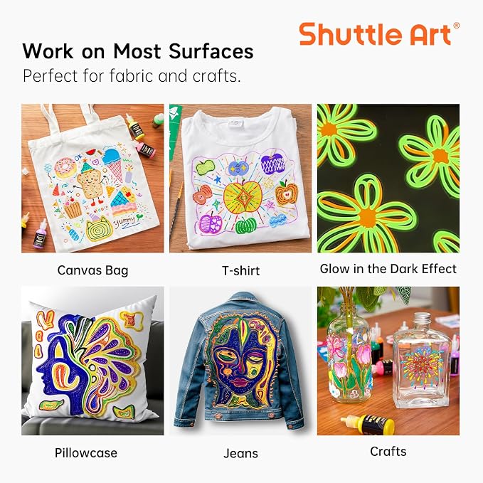 Shuttle Art Fabric Paint, 24 Colors 3D Permanent Paint - Image 8