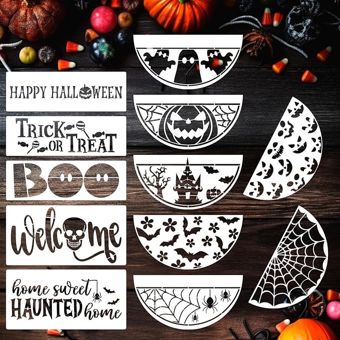 Halloween Stencils for Painting on Wood 12inch Large Halloween Stencil Hey Boo by SUNVERSE