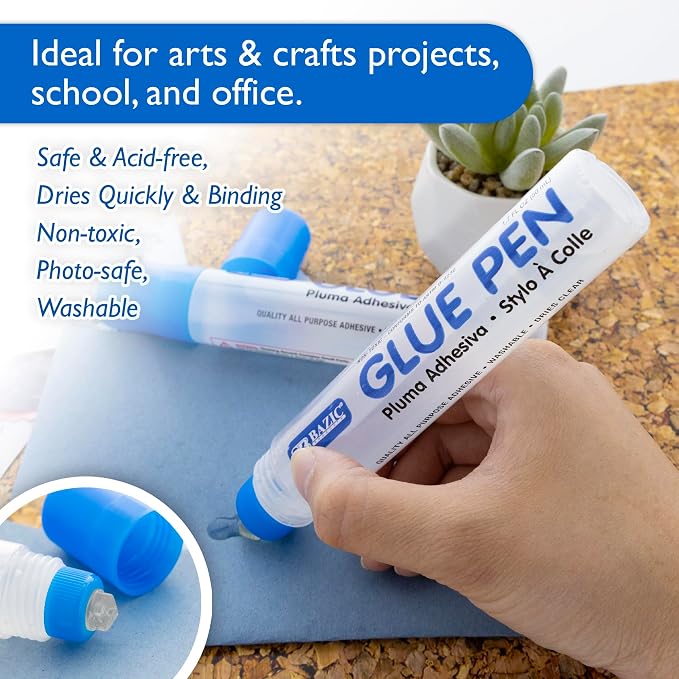 BAZIC Products Washable Glue Pen 1.7 Oz., Liquid Clear Glues Bond Adhesive - Image 4