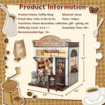 DIY Miniature House Kit, Coffee Shop Book Nook Kit, Mini Building Kit, - Image 3