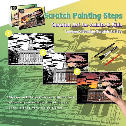Scratch Art Painting Kit for Adults-8 Sheets A4 Rainbow Scratch Painting Paper - Image 3