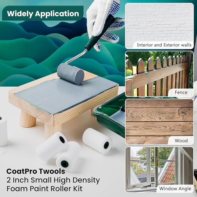 Foam Paint Roller, 2 Inch 10 Pack Small Paint Roller Kit - Image 3