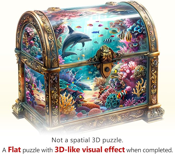 Wooden Puzzles for Adults, Treasure Chest Ocean Wooden Jigsaw Puzzle Unique - Image 8