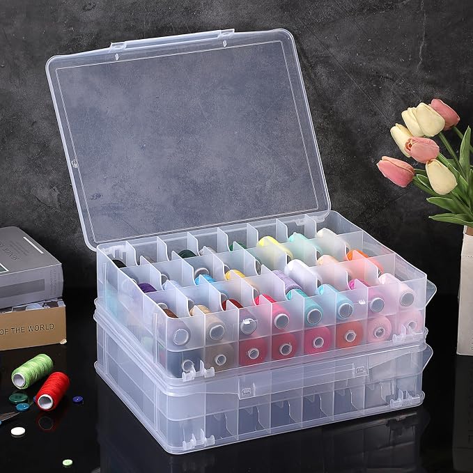 OwnMy 2 Pack 46 Grids Sewing Thread Organizer, Double-Sided Thread Spool - Image 8