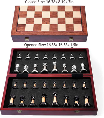 VAMSLOVE Chess Set Large 16''/42cm Folding Wooden Board - Image 3