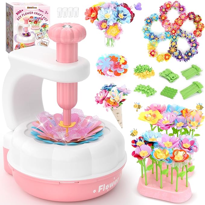GirlsHome 300+PCS Fabric Flower Bouquets Toys, DIY Flower Crafts Kits by GirlsHome