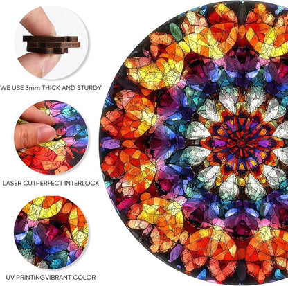 Puzzles for Adults Crystal Mandela Wooden Puzzles, 200 Pieces Unique Shaped - Image 3