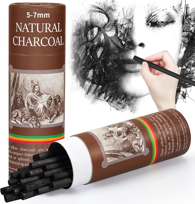 Gueevin 25 Pcs Willow Charcoal Sticks, Willow Charcoal, and Fine Art Christmas by Gueevin
