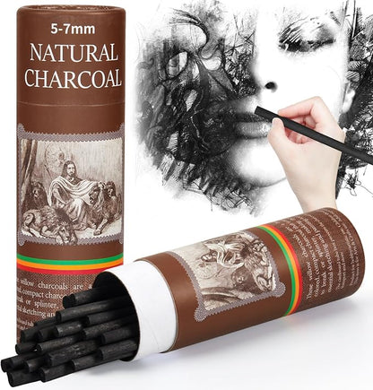 Gueevin 25 Pcs Willow Charcoal Sticks, Willow Charcoal, and Fine Art Christmas by Gueevin