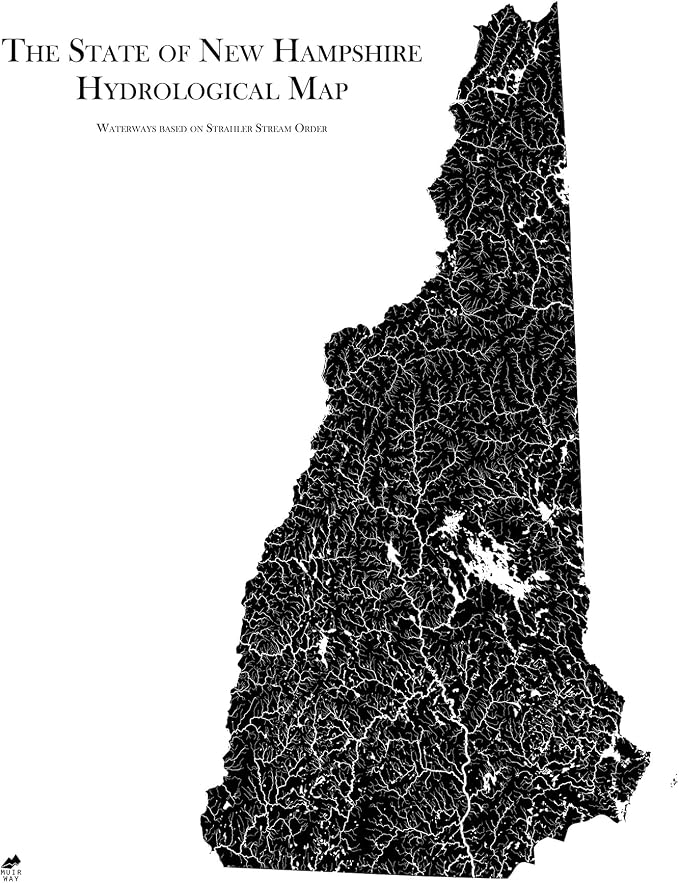 Muir Way Hydrological River Map of New Hampshire by MuirWay