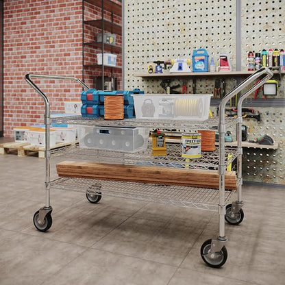 24" W x 42" L x 36" H Chrome Heavy Duty Utility Cart | 3-Tier | NSF Commercial - Image 4