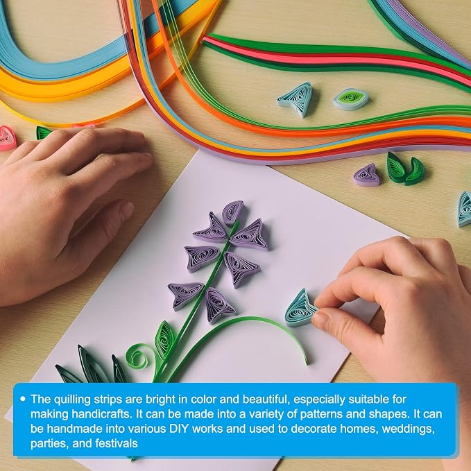 PATIKIL 120pcs Quilling Paper Strips Paper Flowers Quilling Kits 3/8" Origami - Image 4