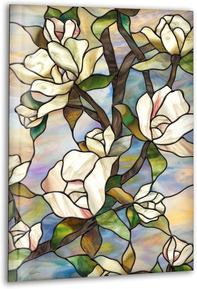 My Photostation.com 14Wx20H'' Stained Magnolia Glass Wall Art Tempered Glass by MyPhotostation
