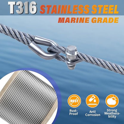 Stainless Steel Cable for Railing - 500FT 1/4" T316 Wire Rope - 7 x 19 Strands - Image 3