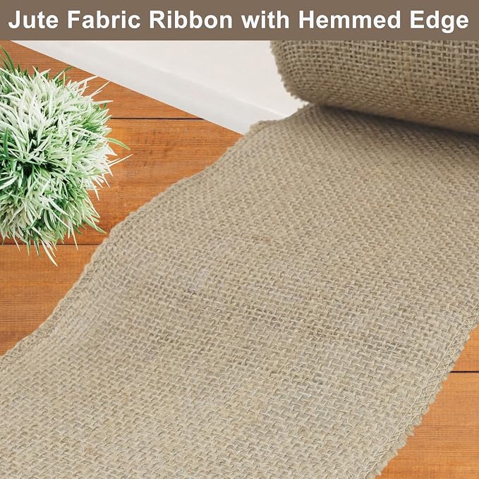 6" Wide Natural Burlap Fabric Roll - Image 3