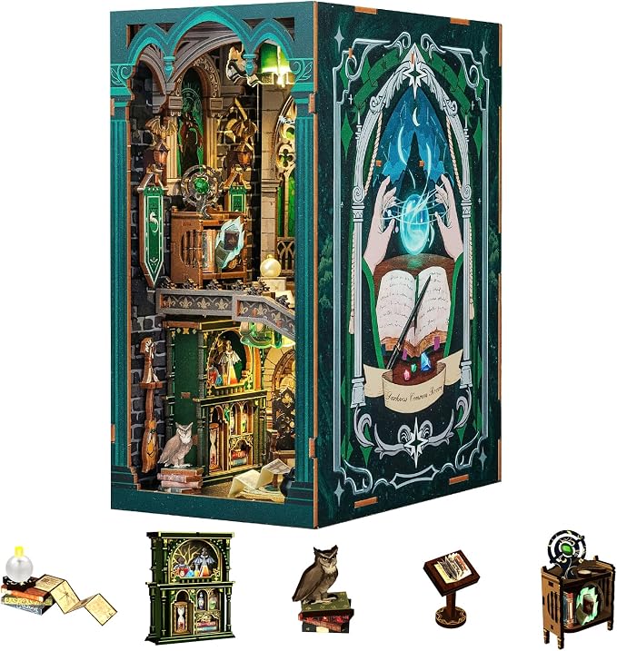 Fsolis Book Nook Kits for Adults, DIY Miniature House Kit 3D Wooden Puzzle by FsolisDIYDollhouse