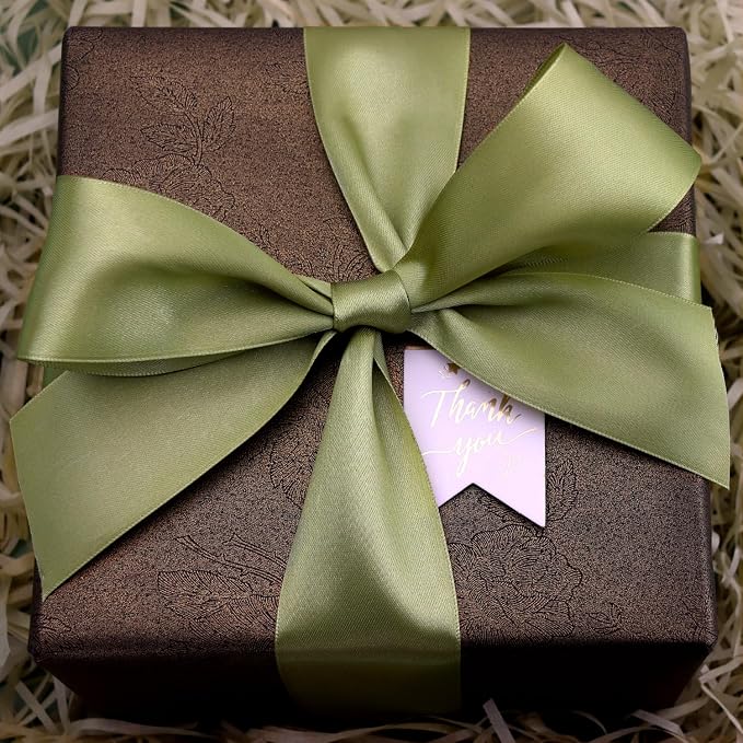 Olive Green Solid Satin Ribbon 2 Inch 25 Yards Solid Polyester Fabric Ribbon - Image 2