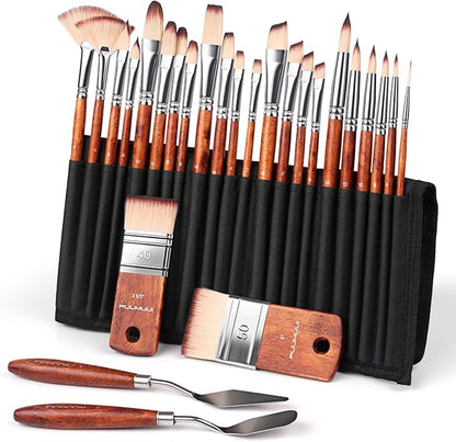 26pcs Paint Brush Set, Fuumuui Professional Acrylic Paint Brushes Complete - Image 7