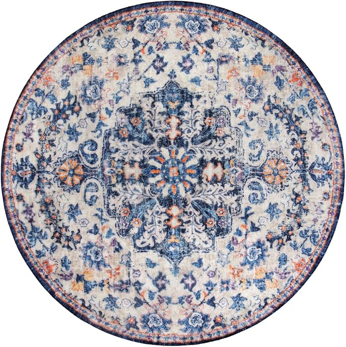 Lahome Round Rug 4ft, Washable Bathroom Rug Non Slip Entryway Circle Mat - Image 9