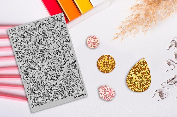 Arbuya Polymer Clay Sunflower Texture Sheets - Image 3