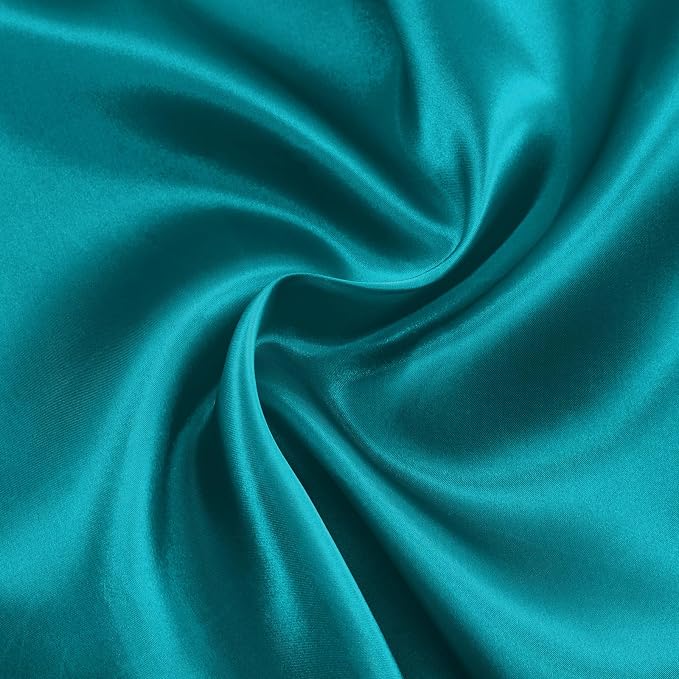 RUDONG M Teal Satin Fabric by The Yard, 5 Yard x 60 Inch Wide Silky Charmeuse by RUDONG+M