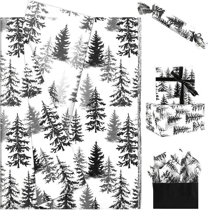 100 Sheets Christmas Tree Tissue Paper, 20x14in Forest Style Wrapping Tissue by Unknown