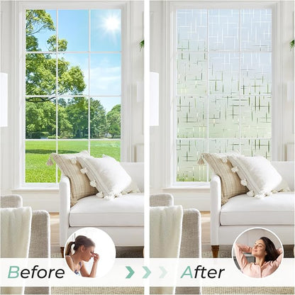 DOWELL Window Privacy Film Frosted Glass Window Film, Sun Blocking Non-Adhesive - Image 6