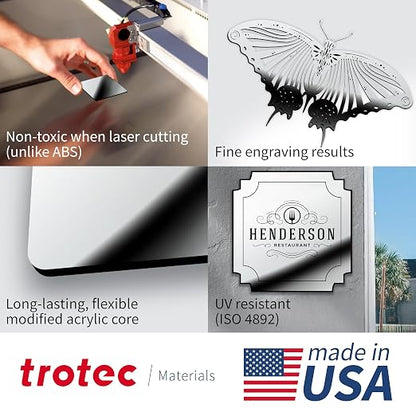 Trotec | Metallic Looking Acrylic Sheet | 12"x24"x1/16, Name Plate | USA Made - Image 3