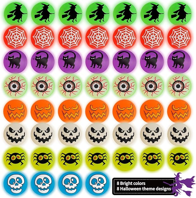 72 Glow in The Dark Bouncing Balls, Halloween Party Favors Supplies, 8 - Image 2
