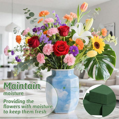 MAPVOLUT 6 Pack Green Floral Foam Blocks + 2 Rolls Waterproof Floral Tape | Wet - Image 6