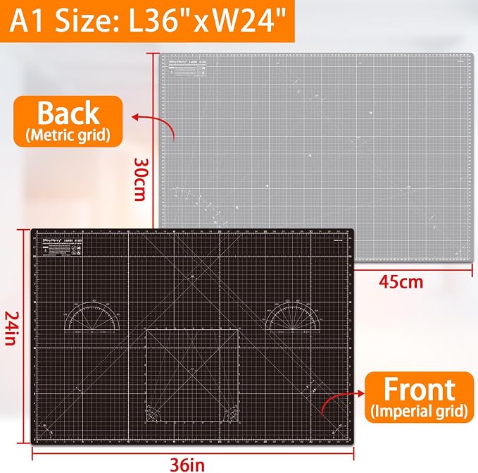 Self Healing Cutting Mat A1 24"x36" – Double Sided 5-Ply Craft Mat - Image 2