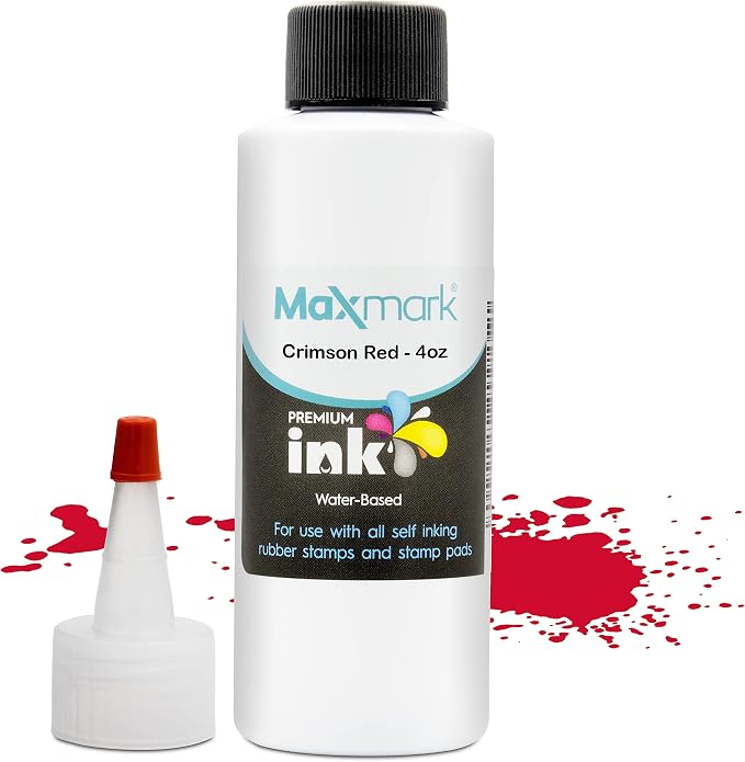 MaxMark Premium Refill Ink for self Inking Stamps and Stamp Pads, Crimson Red by Maxmark