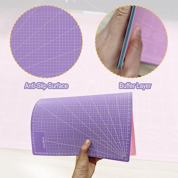 5 PCS Self Healing Cutting Mat 12" x 18": Sewing Rotary Cutting Mat - Image 3