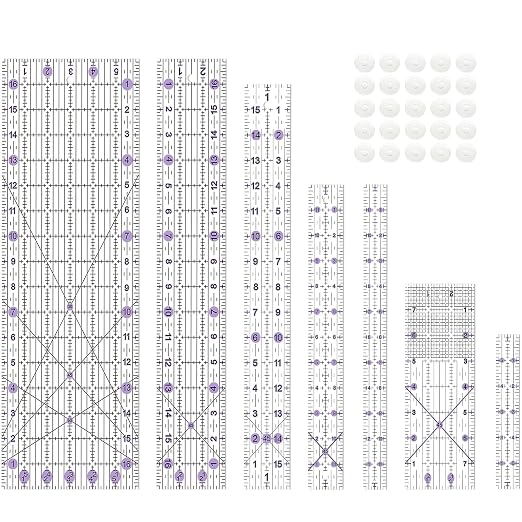 Quilting Ruler, 8 Piece Acrylic Quilting Templates, Sewing Ruler, Fabric by VPVPV