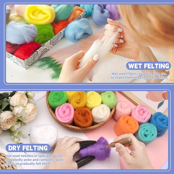IMZAY 50 Colors Needle Felting Wool, 5g/Pack Wool Roving Yarn, 9.2 Oz Fiber - Image 5