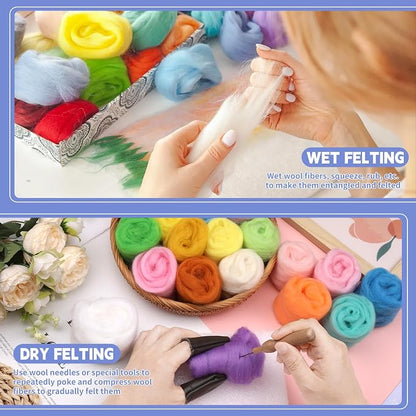 IMZAY 50 Colors Needle Felting Wool, 5g/Pack Wool Roving Yarn, 9.2 Oz Fiber - Image 5