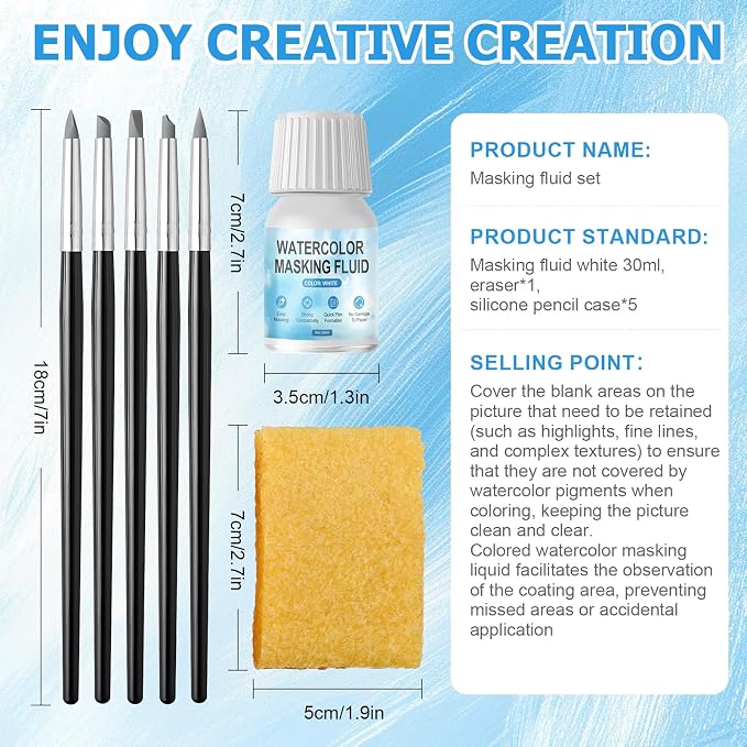 WANJAO Masking Fluid for Watercolor Painting, Liquid Masking Tape - Image 7