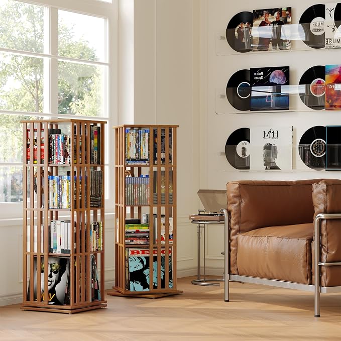 XIMN 360° Rotating Bamboo CD/DVD Shelf - Image 2