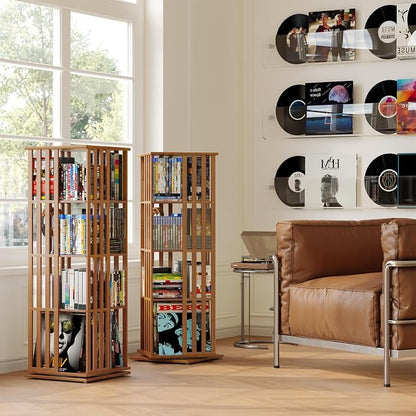 XIMN 360° Rotating Bamboo CD/DVD Shelf - Image 2