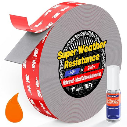 1" Width Double Sided Foam Tape, Made of 3M VHB, Waterproof Outdoor Automotive by PHIXBEAR