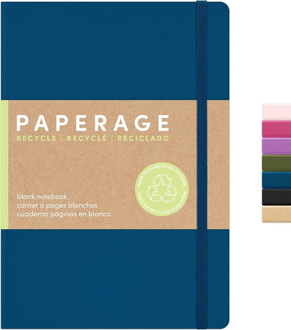 PAPERAGE Recycled Blank Journal Notebook, 160 Pages, Medium 5.6 in x 8 in by PAPERAGE