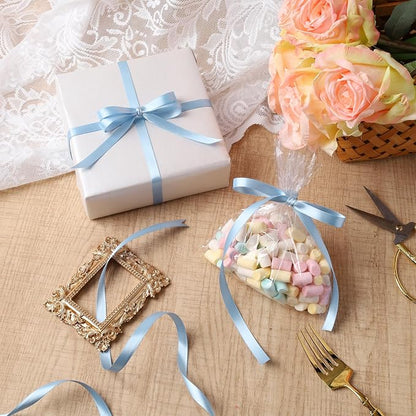 LaRibbons Light Blue Satin Ribbon 3/8 Inch 50 Yards Thin Luxury Double Faced - Image 4