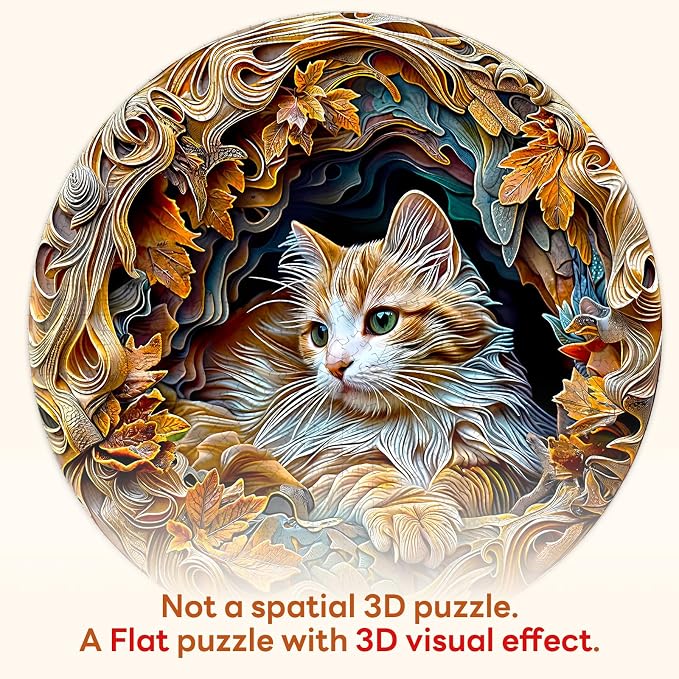 masseruon Puzzles for Adults 1000 Pieces-Cat Puzzle-26.6 * 26.6in Round Jigsaw - Image 2