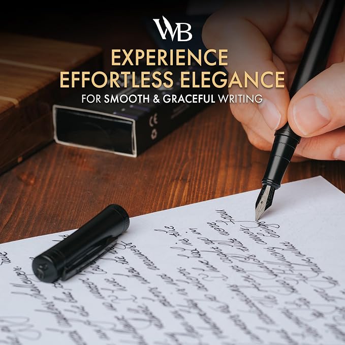 Wordsworth & Black Fountain Pen Set, Broad Nib, Includes 24 Pack Ink Cartridges - Image 2