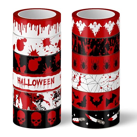 Whaline 12 Rolls Halloween Bloody Washi Tapes Blood Spatter Spooky Bloodstain by Whaline